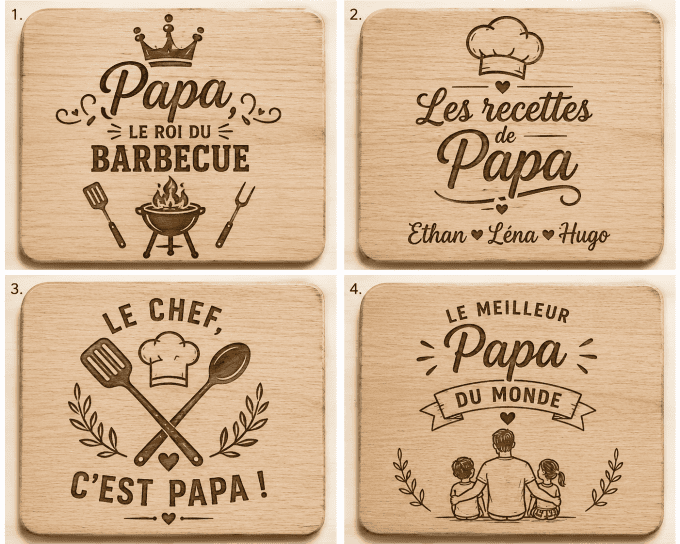 Planche à découper en bambou gravée – Collection Cuisine & Famille