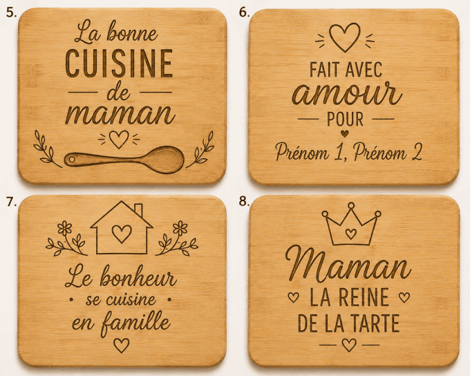 Planche à découper en bambou gravée – Collection Cuisine & Famille