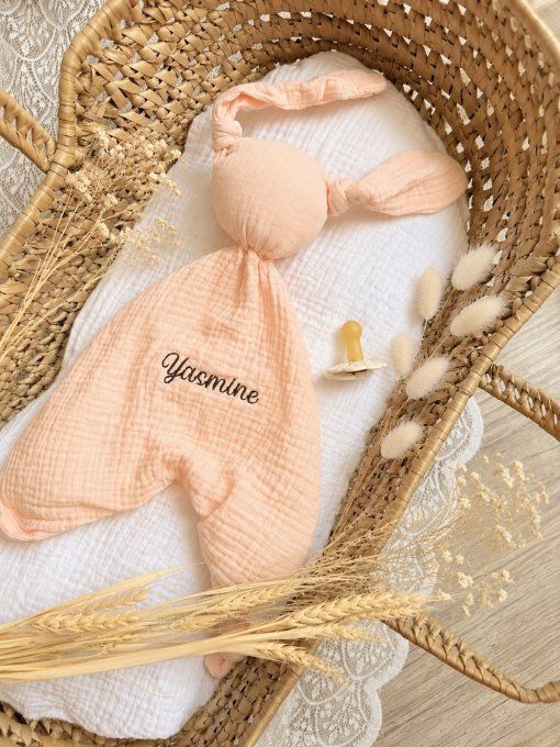 Doudou en gaze de coton - Broderie simple