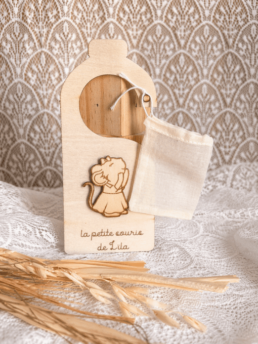 Accroche-porte Petite Souris personnalisé – En bois avec sachet