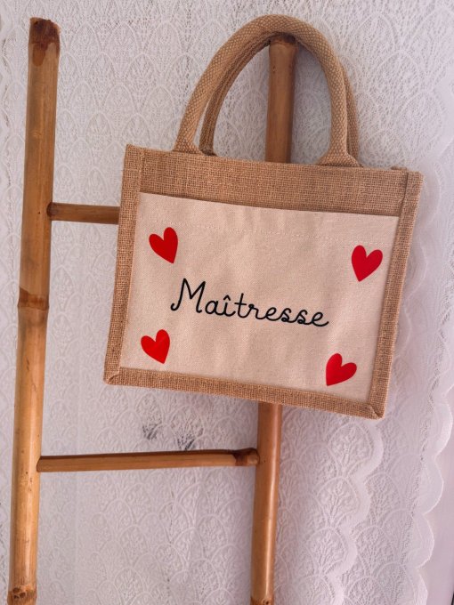 Sac en jute avec poche avant - personnalisé cœur - Copie